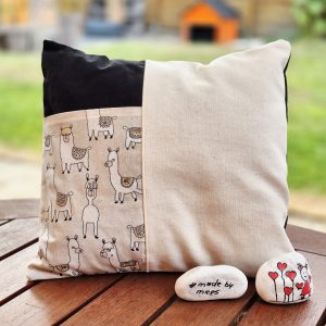 Kissen 30×30 cm mit Einsteckfach - Lama