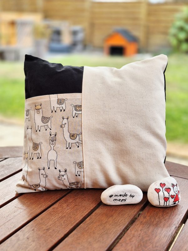 Kissen 30×30 cm mit Einsteckfach - Lama